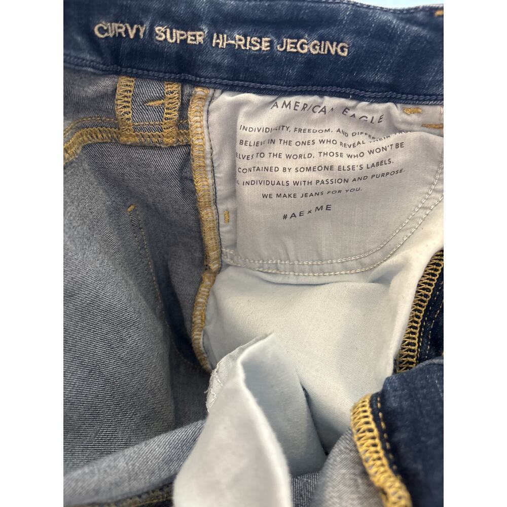 American Eagle Women's Curvy Super Hi-Rise Jegging Jeans 6 Distressed Ripped - Picture 9 of 11
